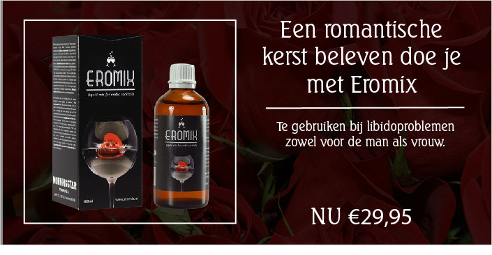 Een banner die erotische producten laat zien. nu nog romantischer met kerst. sex draait door.